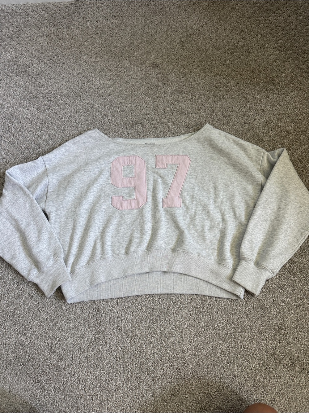 Hollister Light Gray Sweatshirt with Pale Pink Patch